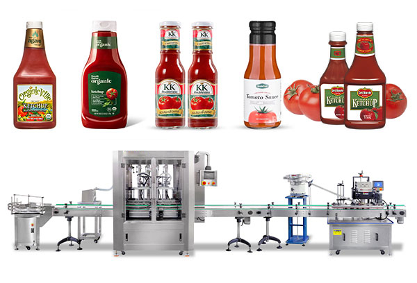 4 Head Filler Ketchup Flaske Fyllelinje Maskin