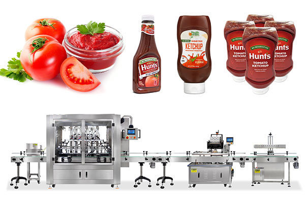 Ligne de machine de remplissage automatique de ketchup avec étiqueteuse