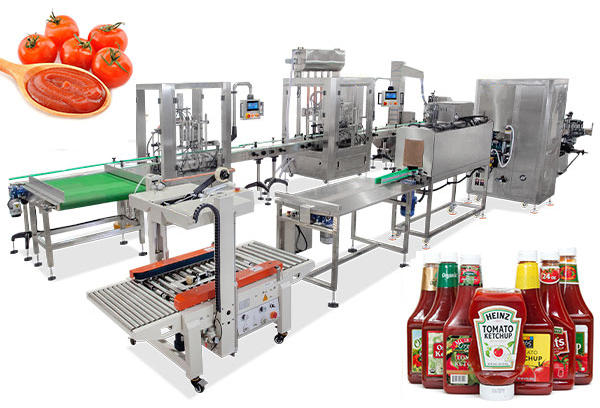 Línia de màquines d'ompliment d'ampolles de ketchup totalment automàtica