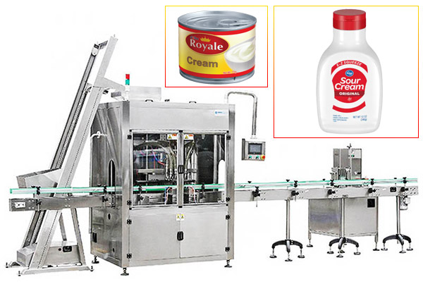 Línia automàtica d'ompliment i tapat d'ampolles de crema